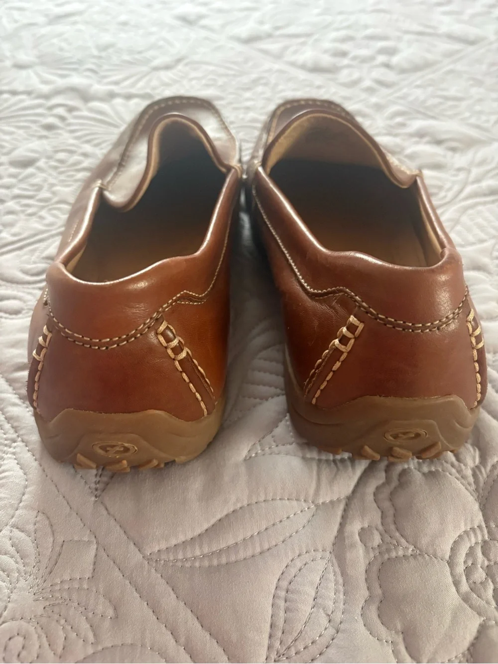 Florsheim Tan Leather Slip-On Moc Toe Loafers